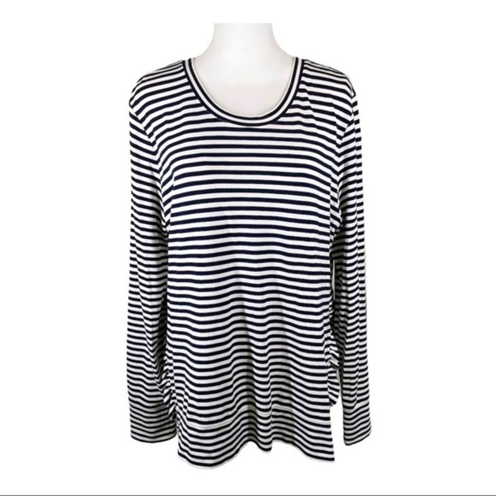 Stella & Dot Stripped Ruffled Sides Sweater